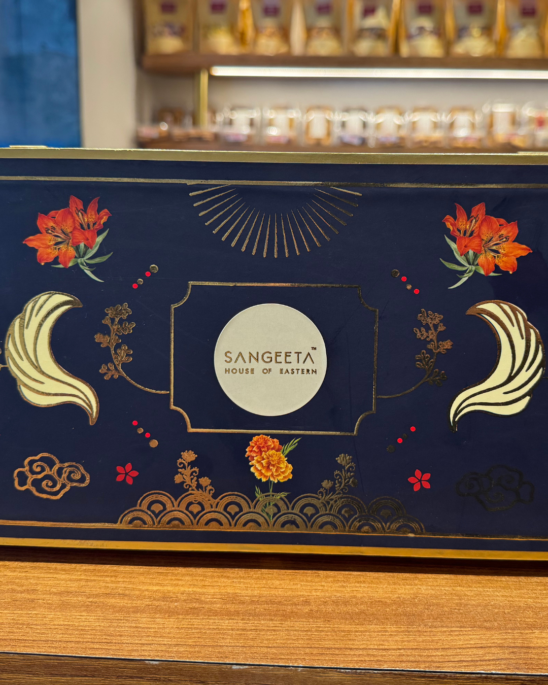 Blue Trunk Box with 9cs Sweets + Dryfruits