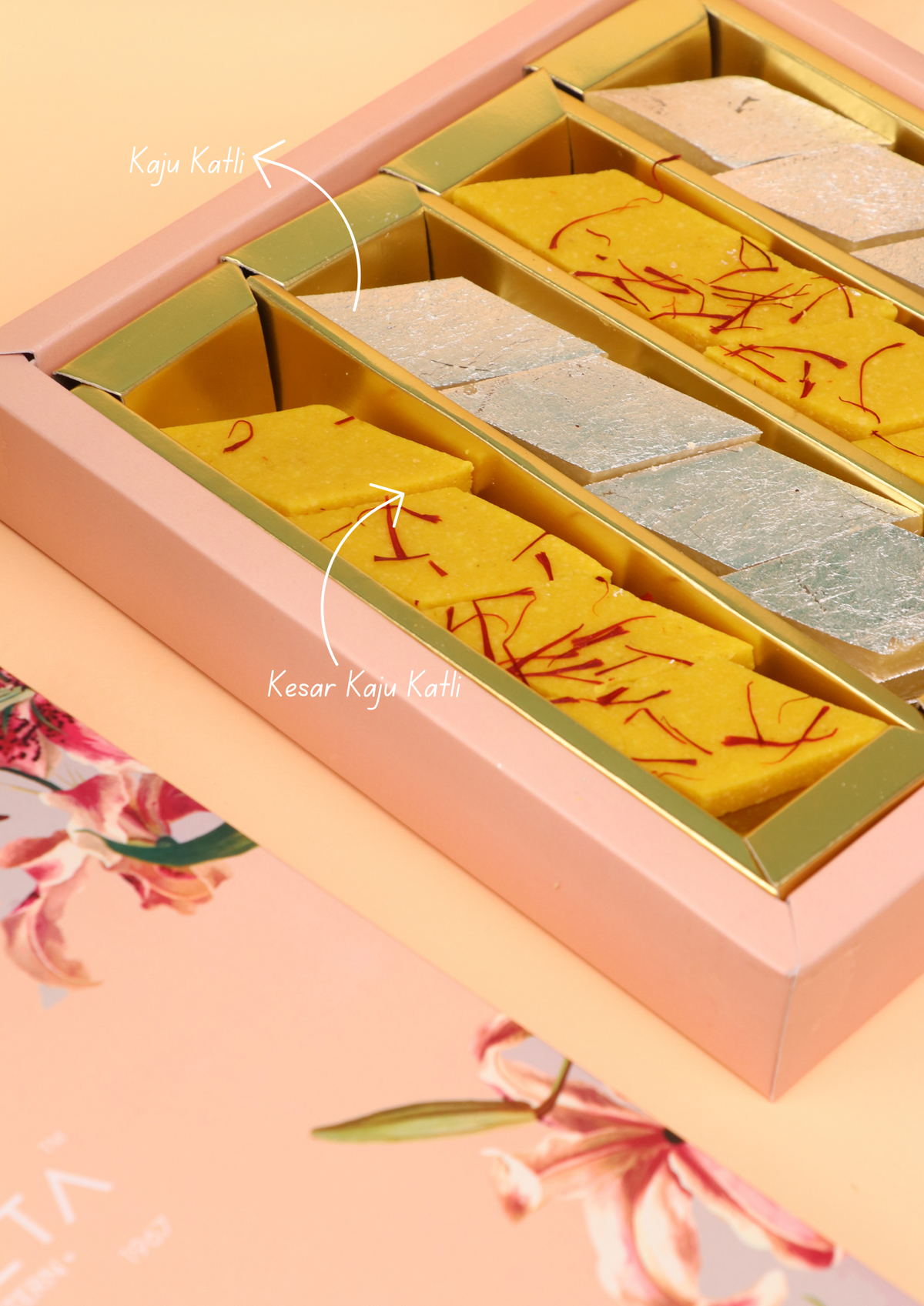 Kesar Box Design Kaju katli (kaju + kesar mix) Gift box – sangeetasweets