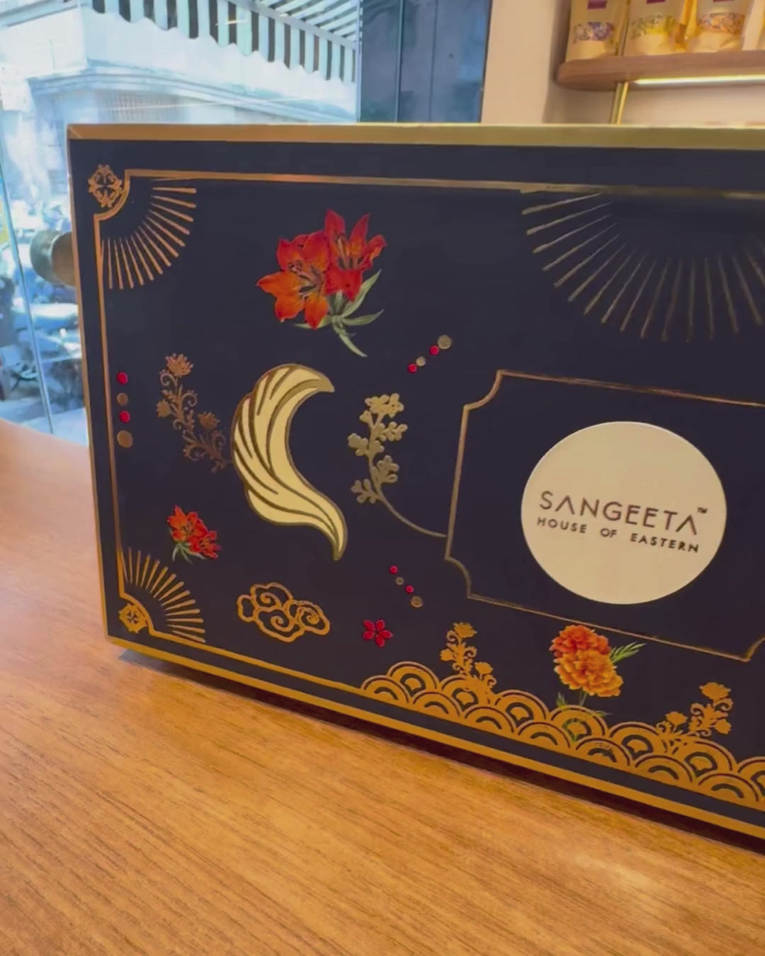 Blue Trunk Box with 9cs Sweets + Dryfruits