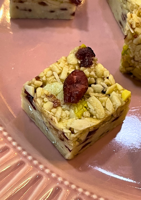Badam Katli Topped with Cranberries
