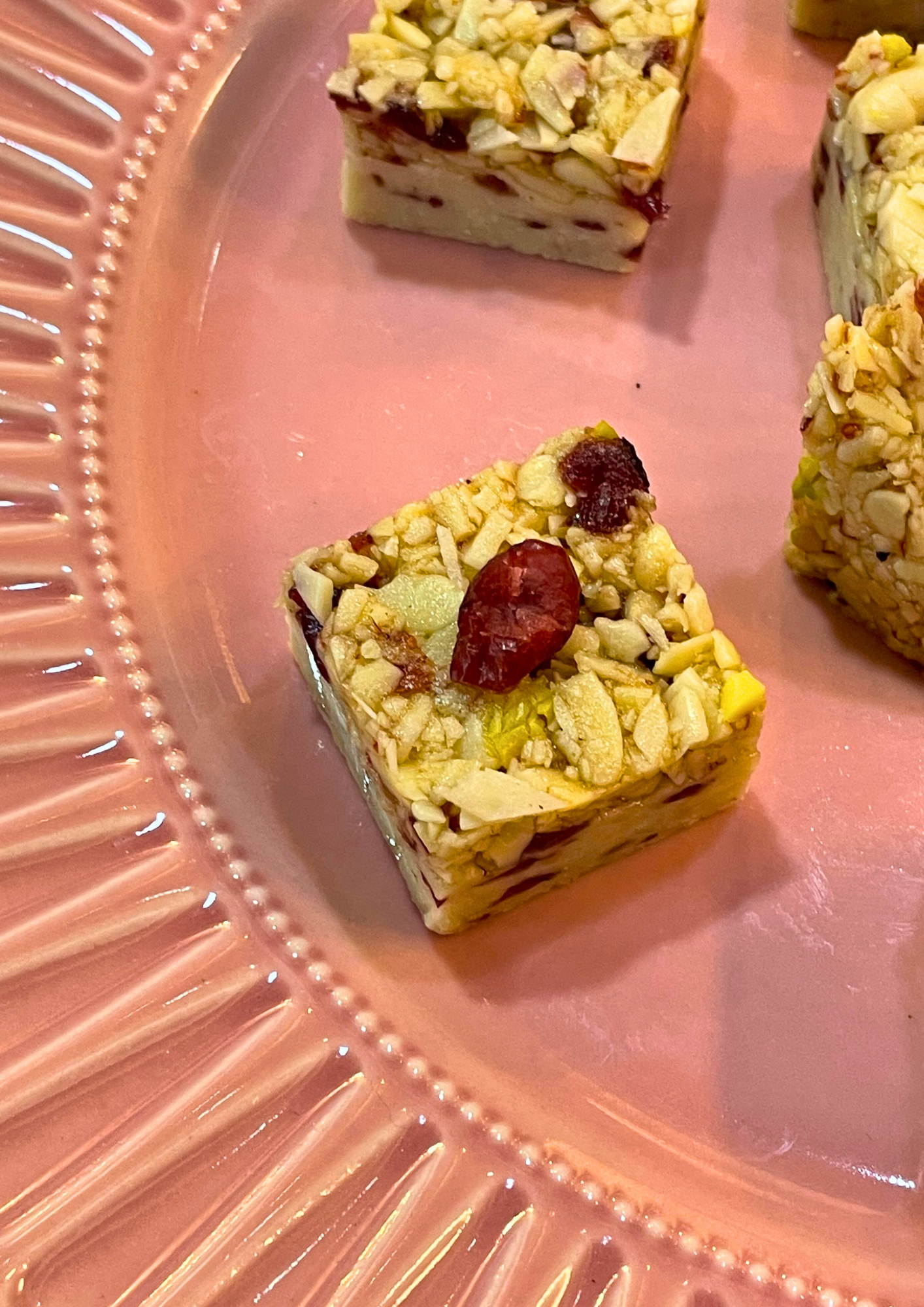 Badam Katli Topped with Cranberries